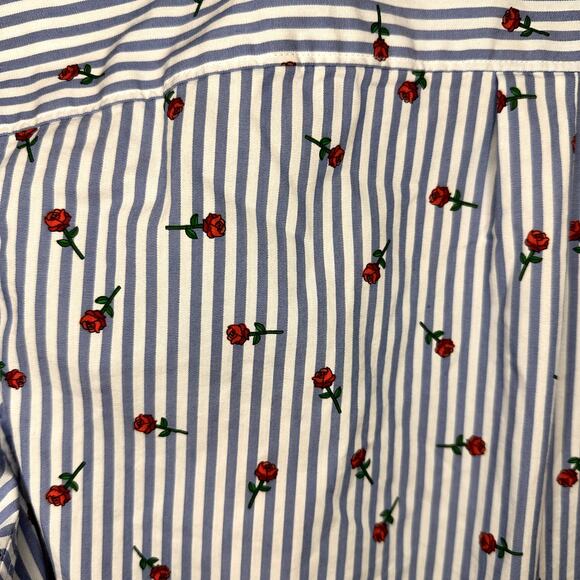 Banana Republic Quinn Boy Fit Roses Blue White Striped Shirt Women's Size S - Picture 6 of 8